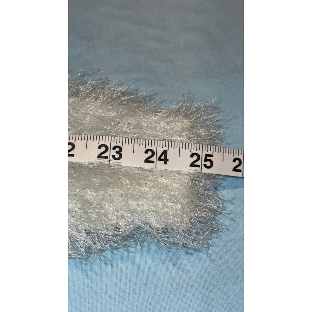 New Light Blue Shaggy Eyelash Knit Striped Open Weave Fuzzy Sweater Women Small - Picture 7 of 8
